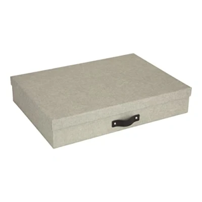Afbeelding van BIGSO BOX OF SWEDEN SVERKER Documentenbox voor documenten in A3 formaat, bureaulade met deksel en handgreep, opbergdoos van vezelplaat papier linnenlook, beige