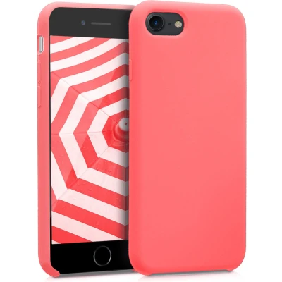 Afbeelding van kwmobile telefoonhoesje geschikt voor Apple iPhone SE (2022) / (2020) 8 7 Hoesje met siliconen coating Smartphone case in neon koraal