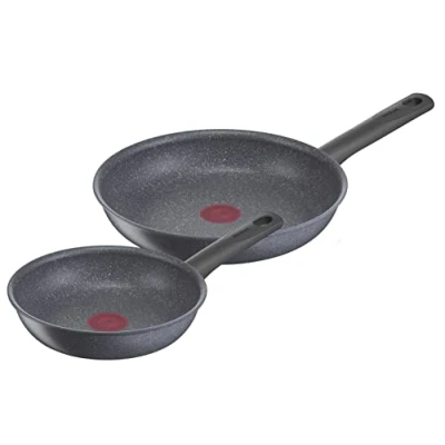 Afbeelding van Tefal G2809172 Natural ON pannenset 20/26 cm Makkelijk schoon te maken, verbeterde krasbestendigheid, Antiaanbaklaag, Warmte indicator, Gezond koken, Eco verpakking, Gemaakt in Frankrijk, Inductie