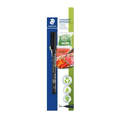 Afbeelding van STAEDTLER Foliestift voor de keuken Lumocolor permanent pen 317, het beschrijven van vrieszakken en dozen, voorraadpotten nog veel meer, waterbestendig, lichtbestendig, zwart, 317 9 BK 1