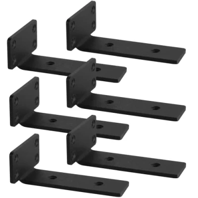Afbeelding van Plankbeugels, 6 stuks inch zware industriële plankbeugel, zwart metalen L beugels voor planken, ondersteuning doe het zelf (1/5 dik)