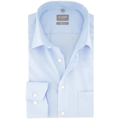 Afbeelding van OLYMP Luxor comfort fit overhemd lichtblauw twill Strijkvrij Boordmaat: 45