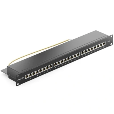 Afbeelding van deleyCON CAT 6 Patchpanel Distributiepaneel 24 Poorts Desktop 19 Inch Rackmount Servermontage RJ45 Afgeschermd TIA568A TIA568B Zwart