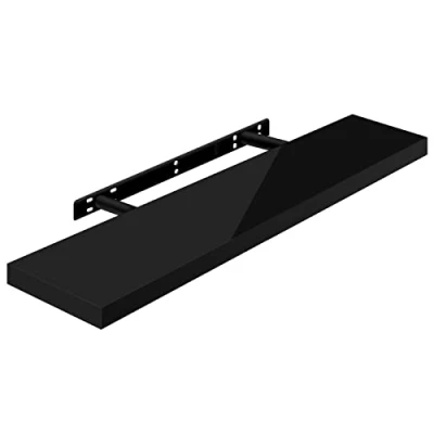 Afbeelding van WOLTU Muurplank Volato, RG9481sz, wandboard, vrij zwevend, zwevende plank, hout, hoogglanzend zwart, als boekenplank, of voor cd&#039;s, dvd&#039;s, 90 x 22,9 3,8 cm