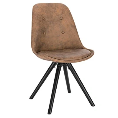 Afbeelding van WOLTU 1 X Science stoffen eetkamerstoel BH268dbr woonkamerstoel keukenstoel massief houten frame antieke leerlook, donkerbruin