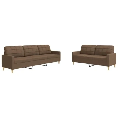 Afbeelding van vidaXL 2 delige Loungeset stof bruin