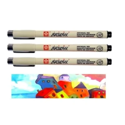 Afbeelding van Sakura Pigma Brush Pen Black (#49), inkt, penseelpunt, 3 stuks