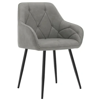 Afbeelding van WOLTU EZS03dgr 1 eetkamerstoel, keukenstoel, ergonomische stoel, armleuning, zitvlak van vintage kunstleer, metalen poten,donkergrijs