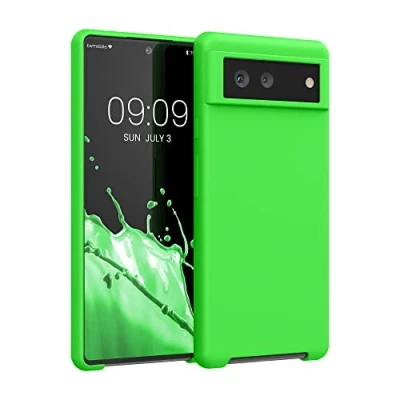 Afbeelding van kwmobile telefoonhoesje geschikt voor Google Pixel 6 Hoesje met siliconen coating Smartphone case in limoengroen