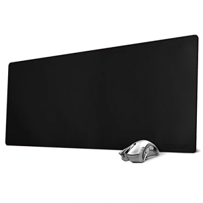 Afbeelding van ZORESYN XL grote muismatten (90 x 40 cm) PU lederen gamingmuismat bureaumat antislip basis en waterdicht bureautoetsenbord verlengde muismat (zwart, XL)