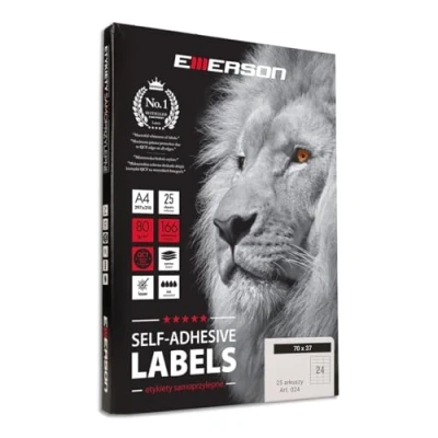 Afbeelding van Emerson 70 x 37 mm, 24 stuks/vel, 25 vellen A4 universele zelfklevende etiketten stickers om te beschrijven, voor labeldruk