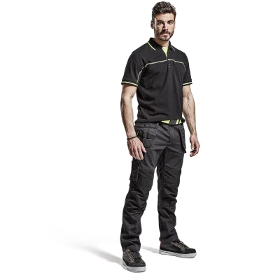 Afbeelding van Blaklader Service werkbroek met stretch en spijkerzakken 1496 1330 Zwart/High Vis Geel D92