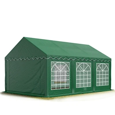 Afbeelding van Partytent feesttent 4x6 m tuinpaviljoen tent PVC 700 N zeil in donkergroen waterdicht