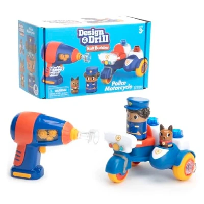 Afbeelding van Learning Resources Design &amp; Drill Bolt Buddies Politie Motorfiets Constructie Speelgoed 16 Stuk Spelen Set