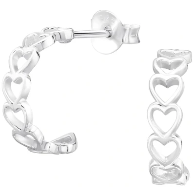 Afbeelding van JoyS Zilveren hartjes oorringen stud 12.2 mm / 3.4 sterling zilver 925 hartje oorbellen