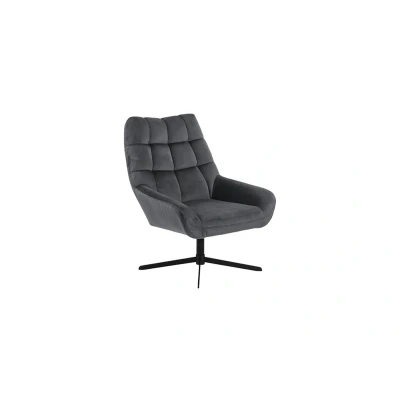 Afbeelding van Leen Bakker Fauteuil Devin Donker Fauteuils Grijs Stof