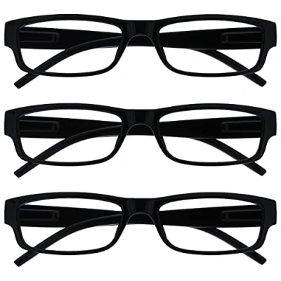 Afbeelding van Leesbril Zwart Lichtgewicht Comfortabel Lezers Waarde 3 Stuks Ontwerper Stijl Mannen Vrouwen UVR3PK032 +2,00