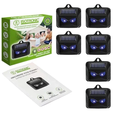 Afbeelding van ISOTRONIC Zonne afweermiddel tegen wilde dieren zoals wasberen, herten, vossen, zwijnen enz. 6 effectieve afweermiddelen met blauw ledlicht