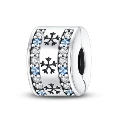 Afbeelding van LNQOBU Clip/Stopper Charm Abalorio para pulsera de plata ley 925 Sterling Silver Pave Cubic Zirconia Bead Star Moon Azul Mariposa Joyería Regalo Mujer, zilver,