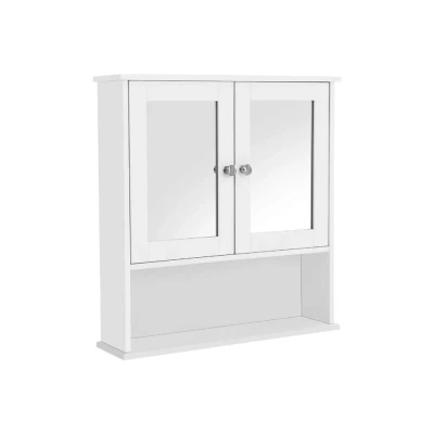 Afbeelding van Parya Home Spiegelkast Badkamermeubel 2 Deuren 1 Plank Hout Wit