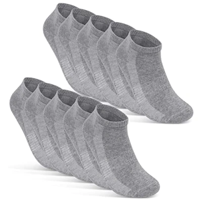 Afbeelding van 10 Paar Sneaker Sokken Heren Dames Ademend met Mesh Katoen Zwart Wit Grijs 16510 (39 42 Grijs)