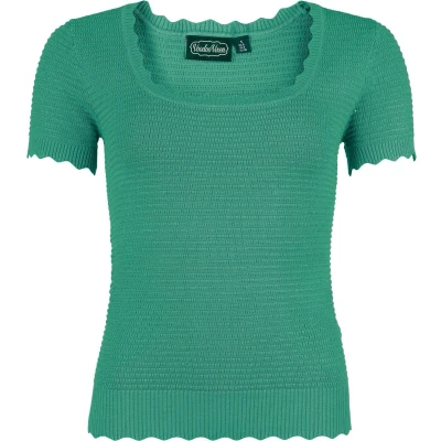 Afbeelding van Voodoo Vixen Scalloped Edge Scoop Neck Top L Groen