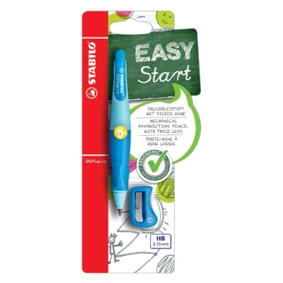 Afbeelding van Vulpotlood STABILO Easyergo 3.15mm HB linkshandig blauw/donkerblauw incl puntenslijper blister à 1 s