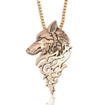 Afbeelding van Tribal Wolf Heren Ketting Goud Kleurig met Hanger Kettingen Dames Cadeau voor Man Mannen Cadeautjes