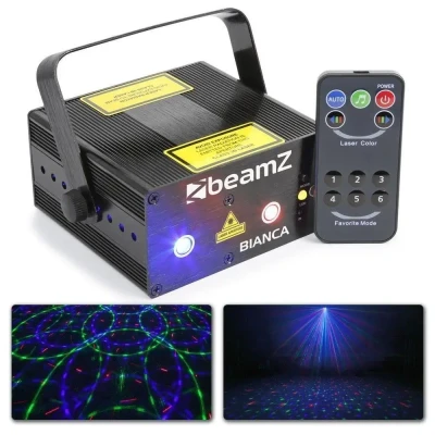 Afbeelding van BeamZ Bianca dubbele Laser Disco 330mW RGB Gobo met remote