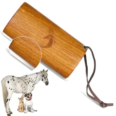 Afbeelding van Equimour Tinkka Vachtwisselhulp paardenborstel houten borstel vachtverzorging paardenaccessoires poetsgereedschap voor paarden vachtverwisselen haarverwijderaar