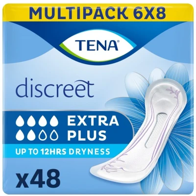 Afbeelding van TENA Discreet Extra Plus Verbanden 6 x 8 stuks voor urineverlies (incontinentie)