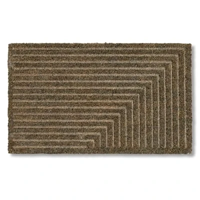 Afbeelding van Moderne deurmat voordeur kokosmat 45x75cm gestreept grijs antislip vuilvangmat robuust buitendeurmat binnen buitengebied