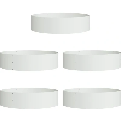 Afbeelding van vidaXL Witte Plantenbak Set Wit Metaal Groot Cilindrisch