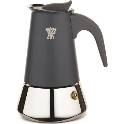 Afbeelding van Pezzetti Italiaanse espressomaker koffiemaker 4 kops roestvrijstaal inductie gas elektrisch percolator grijs