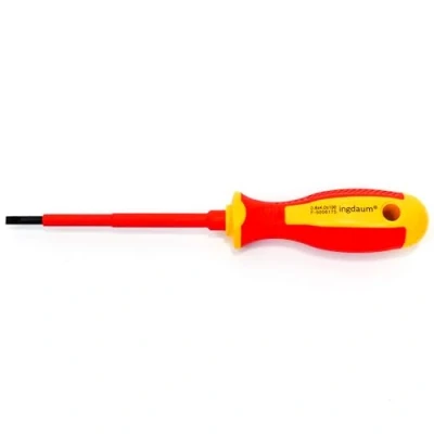 Afbeelding van INGDAUM® VDE Sleufschroevendraaier, geïsoleerd tegen 1000 V, voor de professionele elektricien, mechatronicus en koeltechnicus (0,8 x 4,0 100 mm)