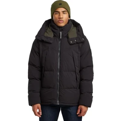 Afbeelding van G Star RAW Whistler gevoerde jas met capuchon 2.0, zwart (dk black D25345 D518 6484), S