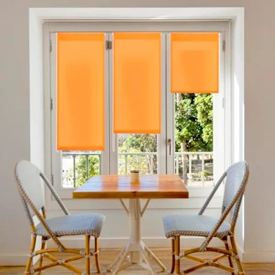 Afbeelding van Blindecor Ara Lichtdoorlatend rolgordijn linnen, Easy Fix, Oranje, 67 x 180 cm