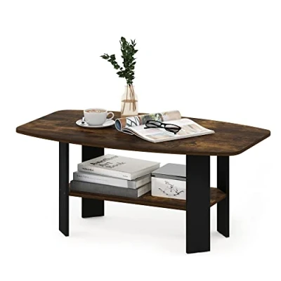 Afbeelding van Furinno Salontafel, Engineered Wood, Amber Pine/Zwart, 54,9 (D) x 90,2 (B) 39,9 (H) cm (11179APBK)