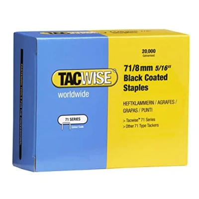 Afbeelding van Tacwise 1065 Type 71/8 mm Gegalvaniseerde zwarte bekleding nietjes, verpakking van 20.000