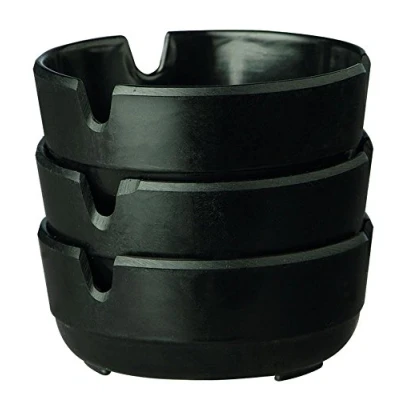 Afbeelding van APS 576 asbak &quot;CASUAL&quot; set van 3 zwarte melamine asbak, Ø 8 x cm