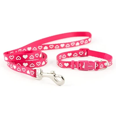 Afbeelding van Ancol Hondenhalsband Set Met Riem Hearts Rood