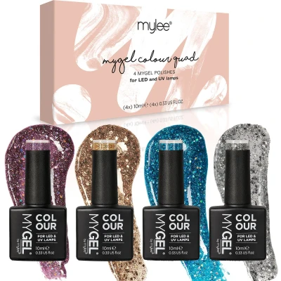 Afbeelding van Mylee Gel Nagellak Set 4x10ml [Glitterati] UV/LED Gellak Nail Art Manicure Pedicure, Professioneel &amp; Thuisgebruik Langdurig en gemakkelijk aan te brengen