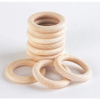 Afbeelding van Tickit 73919 Ringe AUS BUCHENHOLZ, 70 MM DURCHMESSER, NATURHOLZ, 9 PACK Houten speelgoed voor kinderen, Maat: One Size, Multi coloured