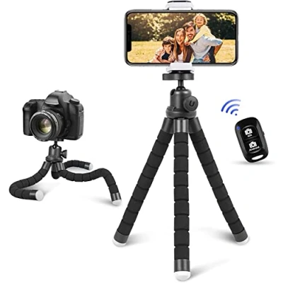 Afbeelding van UBeesize Mobiele Telefoon Statief, Mini Statief voor Smartphone en Camera, Anti Slip Lichtgewicht Stand met Bluetooth Afstandsbediening Reizen, Camping, Selfie