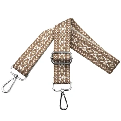 Afbeelding van Verstelbare schouderriem voor tassen, dames draagriem, tasriem om te wisselen, breed 3,8 cm, met zilveren karabijnhaak, schoudertas, handtassen, lichtbruin, N6