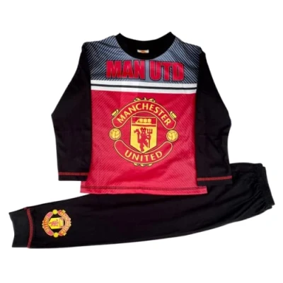 Afbeelding van Jongens/Kinderen Manchester United Man Utd Pyjamas/Pyjama Set Leeftijd 4 12 Jaar, Zwart/Multi, 7 8 jaar