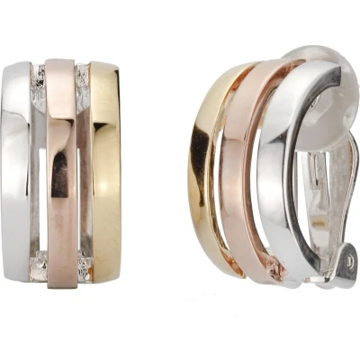 Afbeelding van Traveller Clip Oorbellen Oorclips Dames Goudkleurig &amp; Zilverkleurig Roségoudkleurig Halve Oorringen 21 mm Driekleurig 157074