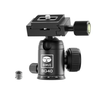 Afbeelding van SIRUI Statief kogelkop, professionele metalen 360 roterende panoramische kogelkop met snelkoppelingsplaat, belastbaar tot 10 kg voor 1/4 inch statief, monopod, schuif, DSLR camera (BG40)