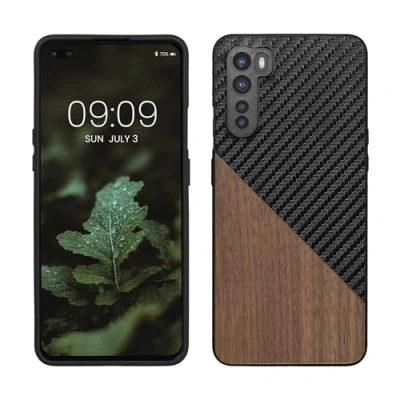 Afbeelding van kwmobile hoesje compatibel met OnePlus Nord Backcover in donkerbruin/zwart Smartphonehoesje