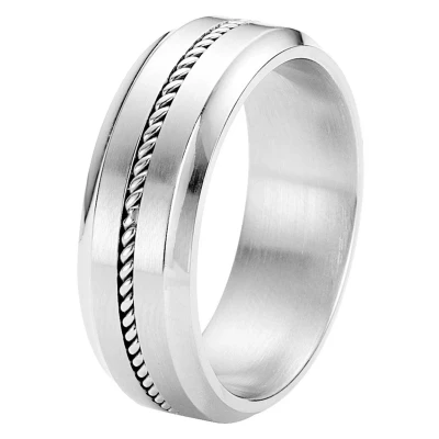 Afbeelding van Lucardi Kabel Ring silvercoloured, Heren, Maat: 57, Silver coloured